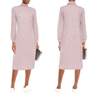 Walter Baker Monika Metallic Silver Gray Turtleneck Midi Dress Sz L